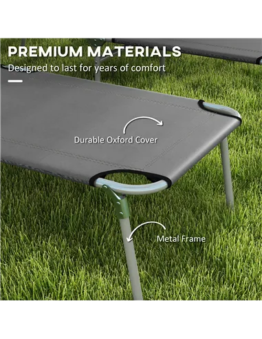 Outsunny Outdoor Foldable Sun Lounger Set of 2, 4 Level Adjustable Backrest Reclining Sun Lounger Chair with Angle Adjust Sun Sh