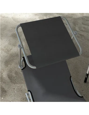 Outsunny Outdoor Foldable Sun Lounger Set of 2, 4 Level Adjustable Backrest Reclining Sun Lounger Chair with Angle Adjust Sun Sh