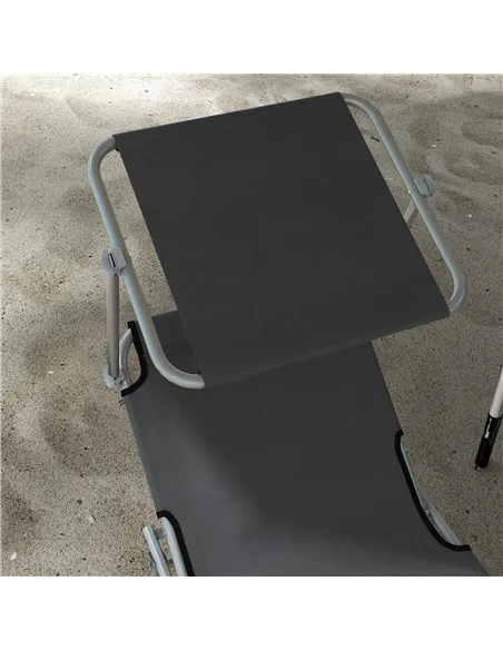 Outsunny Outdoor Foldable Sun Lounger Set of 2, 4 Level Adjustable Backrest Reclining Sun Lounger Chair with Angle Adjust Sun Sh