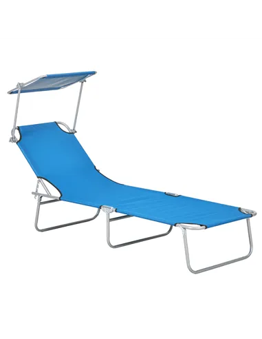 Outsunny Sun Lounger, with Adjustable Face Canopy - Bright Blue