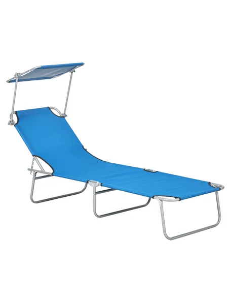 Outsunny Sun Lounger, with Adjustable Face Canopy - Bright Blue