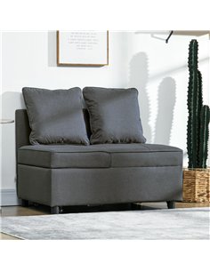 HOMCOM Convertible Single Sofa Bed with Thick Padded Seat, 3-in-1 Multi-Functional Sleeper Chair Bed with Magazine Pocket, for L 2