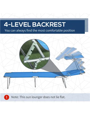 Outsunny Sun Lounger, with Adjustable Face Canopy - Bright Blue