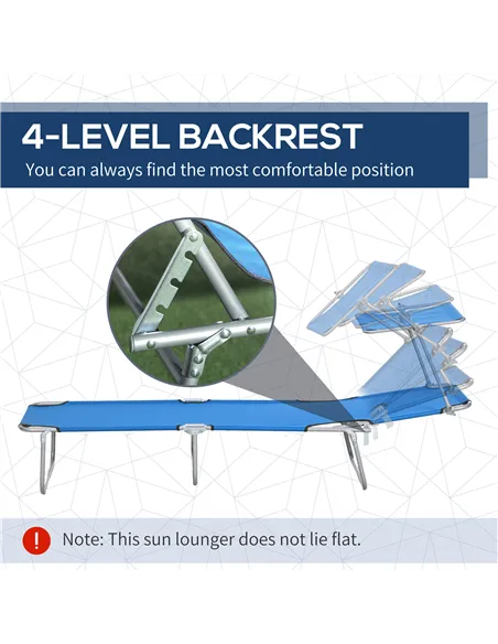 Outsunny Sun Lounger, with Adjustable Face Canopy - Bright Blue