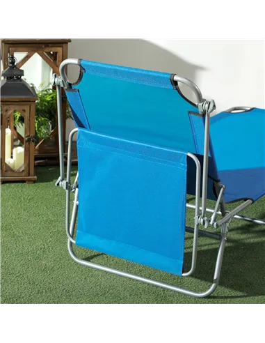 Outsunny Sun Lounger, with Adjustable Face Canopy - Bright Blue