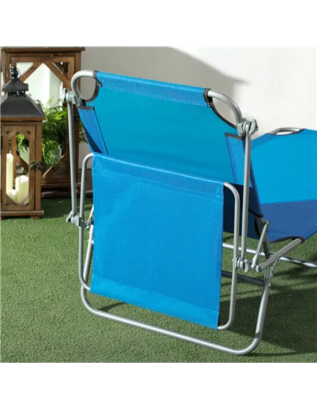 Outsunny Sun Lounger, with Adjustable Face Canopy - Bright Blue