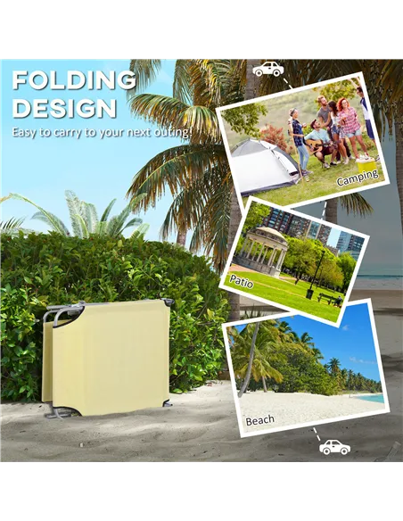 Outsunny Outdoor Foldable Sun Lounger Set of 2, 4 Level Adjustable Backrest Reclining Sun Lounger Chair with Angle Adjust Sun Sh