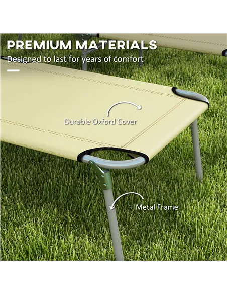 Outsunny Outdoor Foldable Sun Lounger Set of 2, 4 Level Adjustable Backrest Reclining Sun Lounger Chair with Angle Adjust Sun Sh