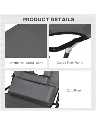 Outsunny Outdoor Folding Sun Lounger Set of 2 with Face Hole, 4 Level Adjustable Backrest Reclining Garden Lounger, Garden Recli