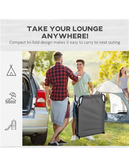 Outsunny Outdoor Folding Sun Lounger Set of 2 with Face Hole, 4 Level Adjustable Backrest Reclining Garden Lounger, Garden Recli