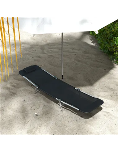 Outsunny Set of Two Steel Frame Sun Loungers, with Reclining Backs - Black