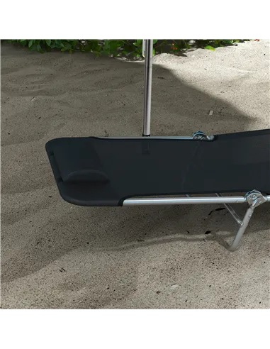 Outsunny Set of Two Steel Frame Sun Loungers, with Reclining Backs - Black