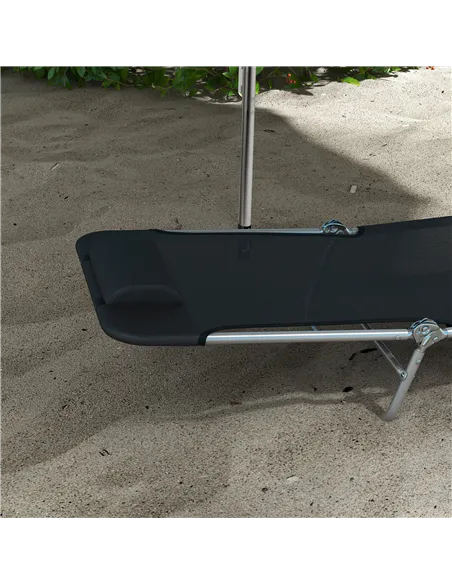 Outsunny Set of Two Steel Frame Sun Loungers, with Reclining Backs - Black