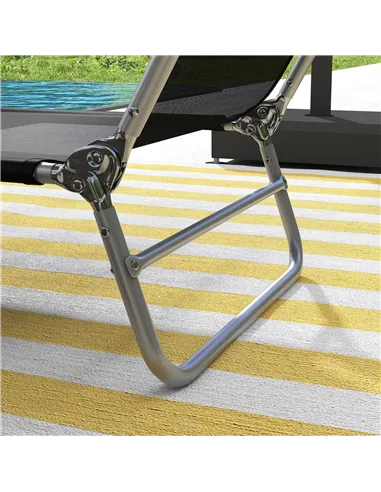 Outsunny Set of Two Steel Frame Sun Loungers, with Reclining Backs - Black