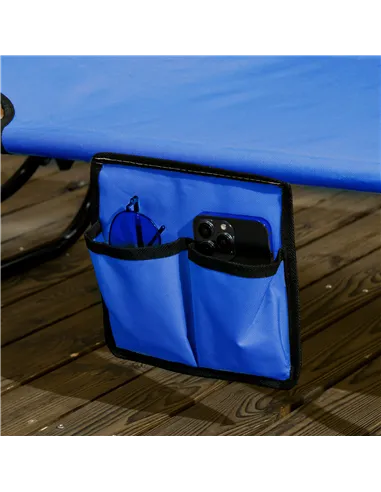 Outsunny Set of Two Folding Sun Loungers, with Adjustable Backs and Sun Canopies - Blue