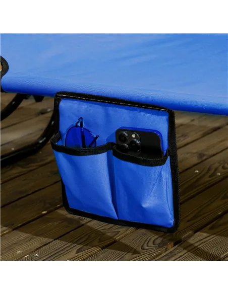 Outsunny Set of Two Folding Sun Loungers, with Adjustable Backs and Sun Canopies - Blue