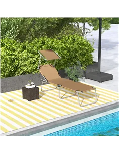 Outsunny Sun Lounger, with Adjustable Face Canopy - Brown 2
