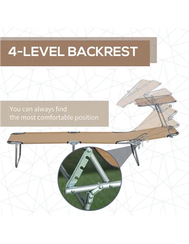 Outsunny Sun Lounger, with Adjustable Face Canopy - Brown