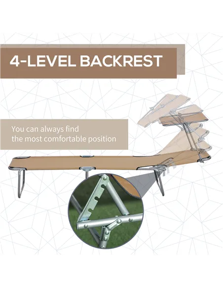Outsunny Sun Lounger, with Adjustable Face Canopy - Brown