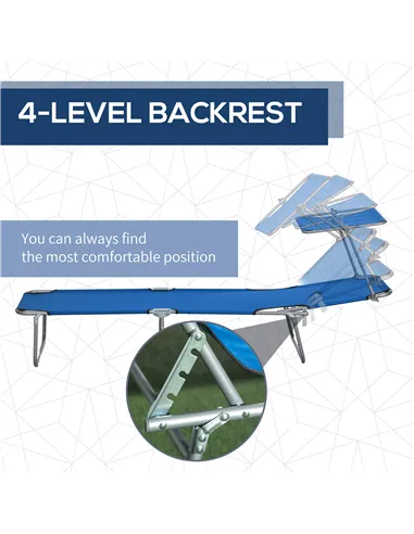 Outsunny Outdoor Foldable Sun Lounger Set of 2, 4 Level Adjustable Backrest Reclining Sun Lounger Chair with Angle Adjust Sun Sh