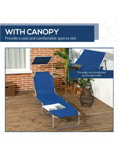 Outsunny Outdoor Foldable Sun Lounger Set of 2, 4 Level Adjustable Backrest Reclining Sun Lounger Chair with Angle Adjust Sun Sh