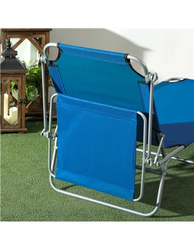 Outsunny Outdoor Foldable Sun Lounger Set of 2, 4 Level Adjustable Backrest Reclining Sun Lounger Chair with Angle Adjust Sun Sh