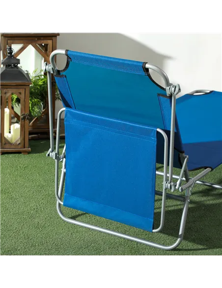 Outsunny Outdoor Foldable Sun Lounger Set of 2, 4 Level Adjustable Backrest Reclining Sun Lounger Chair with Angle Adjust Sun Sh