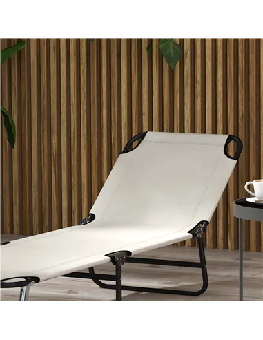 Outsunny Garden Sun Lounger, with Five-Position Back - Cream White