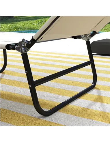 Outsunny Garden Sun Lounger, with Five-Position Back - Cream White