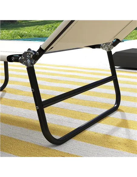 Outsunny Garden Sun Lounger, with Five-Position Back - Cream White