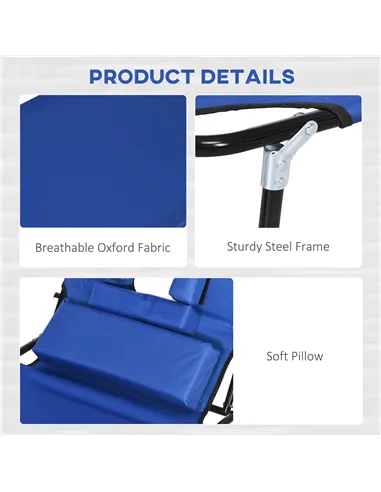 Outsunny Outdoor Folding Sun Lounger Set of 2 with Face Hole, 4 Level Adjustable Backrest Reclining Garden Lounger, Garden Recli