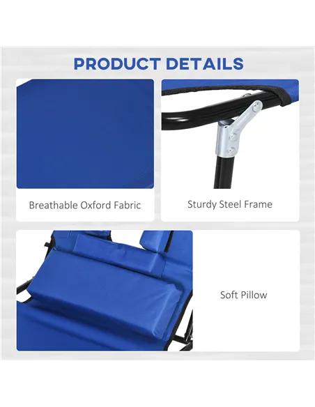 Outsunny Outdoor Folding Sun Lounger Set of 2 with Face Hole, 4 Level Adjustable Backrest Reclining Garden Lounger, Garden Recli