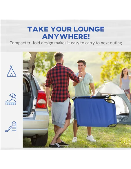 Outsunny Outdoor Folding Sun Lounger Set of 2 with Face Hole, 4 Level Adjustable Backrest Reclining Garden Lounger, Garden Recli