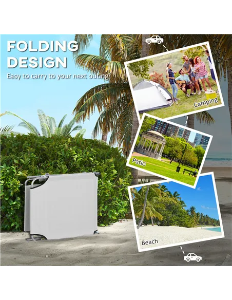 Outsunny Outdoor Foldable Sun Lounger Set of 2, 4 Level Adjustable Backrest Reclining Sun Lounger Chair with Angle Adjust Sun Sh