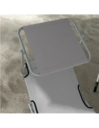 Outsunny Outdoor Foldable Sun Lounger Set of 2, 4 Level Adjustable Backrest Reclining Sun Lounger Chair with Angle Adjust Sun Sh