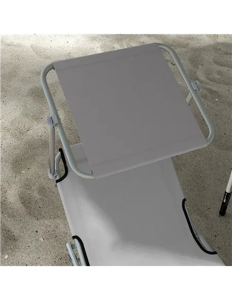 Outsunny Outdoor Foldable Sun Lounger Set of 2, 4 Level Adjustable Backrest Reclining Sun Lounger Chair with Angle Adjust Sun Sh