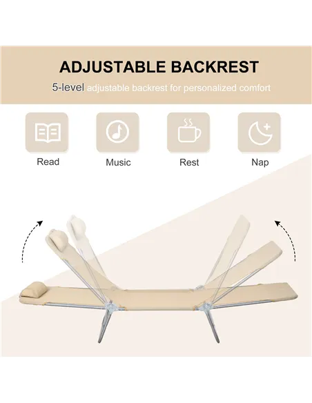 Outsunny Set of Two Steel Frame Sun Loungers, with Reclining Backs - Brown