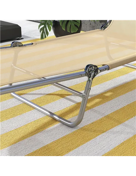 Outsunny Set of Two Steel Frame Sun Loungers, with Reclining Backs - Brown