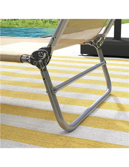 Outsunny Set of Two Steel Frame Sun Loungers, with Reclining Backs - Brown