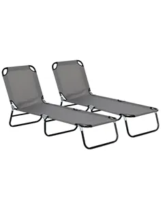 Outsunny Garden Sun Lounger, with Five-Position Back - Grey