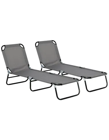 Outsunny Garden Sun Lounger, with Five-Position Back - Grey