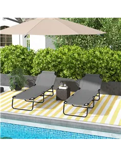 Outsunny Garden Sun Lounger, with Five-Position Back - Grey 2