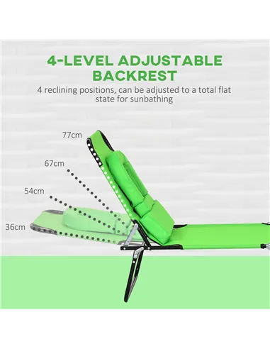 Outsunny Outdoor Folding Sun Lounger Set of 2 with Face Hole, 4 Level Adjustable Backrest Reclining Garden Lounger, Garden Recli