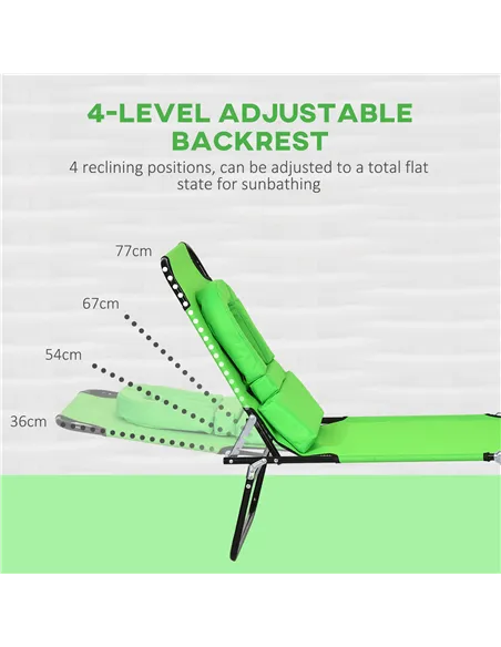 Outsunny Outdoor Folding Sun Lounger Set of 2 with Face Hole, 4 Level Adjustable Backrest Reclining Garden Lounger, Garden Recli