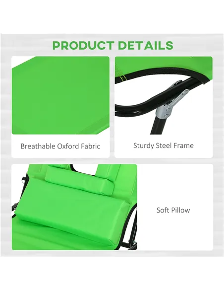 Outsunny Outdoor Folding Sun Lounger Set of 2 with Face Hole, 4 Level Adjustable Backrest Reclining Garden Lounger, Garden Recli