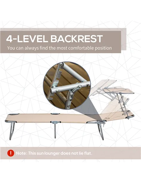 Outsunny Outdoor Foldable Sun Lounger Set of 2, 4 Level Adjustable Backrest Reclining Sun Lounger Chair with Angle Adjust Sun Sh
