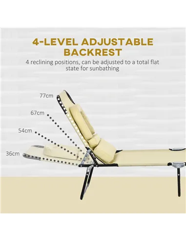 Outsunny Outdoor Folding Sun Lounger Set of 2 with Face Hole, 4 Level Adjustable Backrest Reclining Garden Lounger, Garden Recli