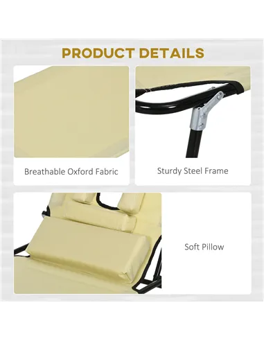 Outsunny Outdoor Folding Sun Lounger Set of 2 with Face Hole, 4 Level Adjustable Backrest Reclining Garden Lounger, Garden Recli