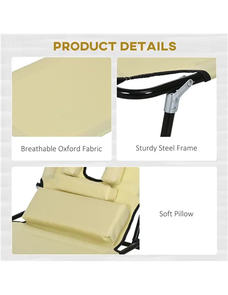 Outsunny Outdoor Folding Sun Lounger Set of 2 with Face Hole, 4 Level Adjustable Backrest Reclining Garden Lounger, Garden Recli