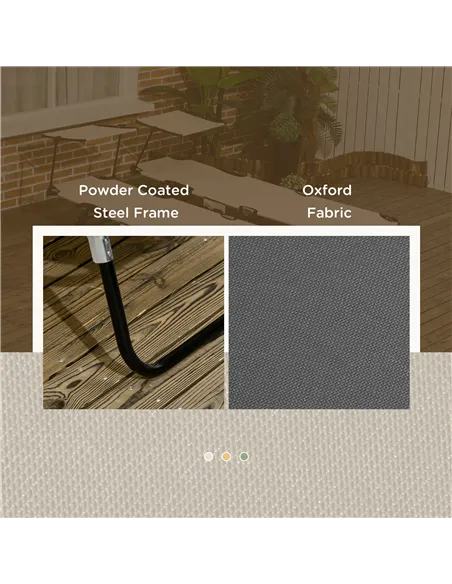 Outsunny Set of Two Folding Sun Loungers, with Adjustable Backs and Sun Canopies - Grey